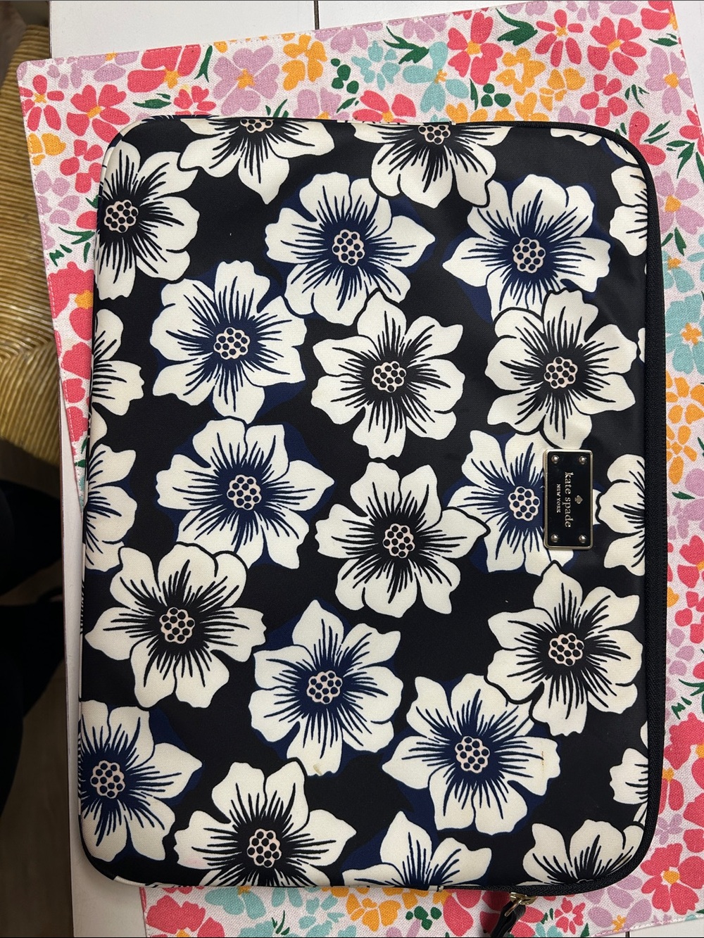 kate spade Navy and White Floral Laptop Sleeve